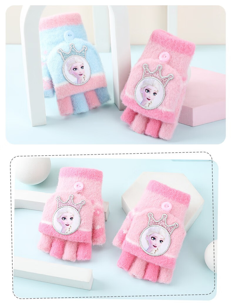 Disney Frozen Kids Winter Gloves Girls Fleece Lined Five-Finger Warm Gloves 14