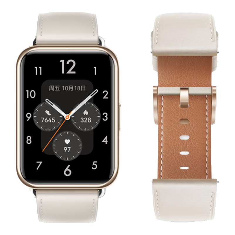 Iboann Leather Watch Strap Compatible with Huawei Fit2, Fashionable And Energetic Replacement Band for Watch FIT2, Moonlight White Wristband