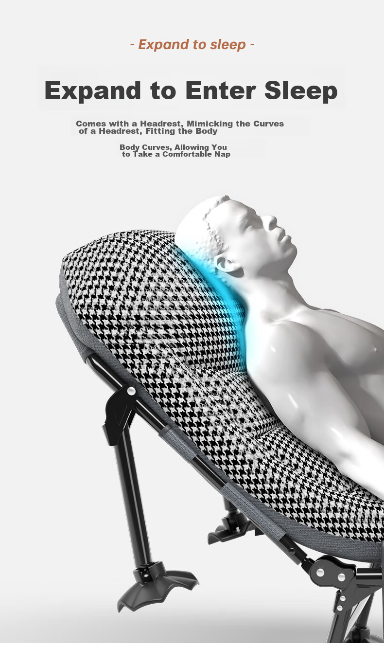 OKeefe Folding Bed, Lounge Chair, Office Nap Bed, Portable Multifunctional Single Bed, Camp Bed, Siesta Bed, Houndstooth Patter 5