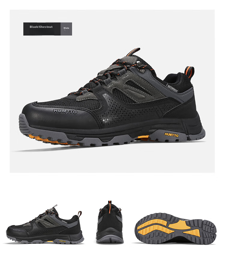 HUMTTO Waterproof Hiking Shoes, All-Season Low-Top Men's Non-Slip Trekking Shoes, Outdoor Casual Men's Footwear, Dark Gray, Size 39 13