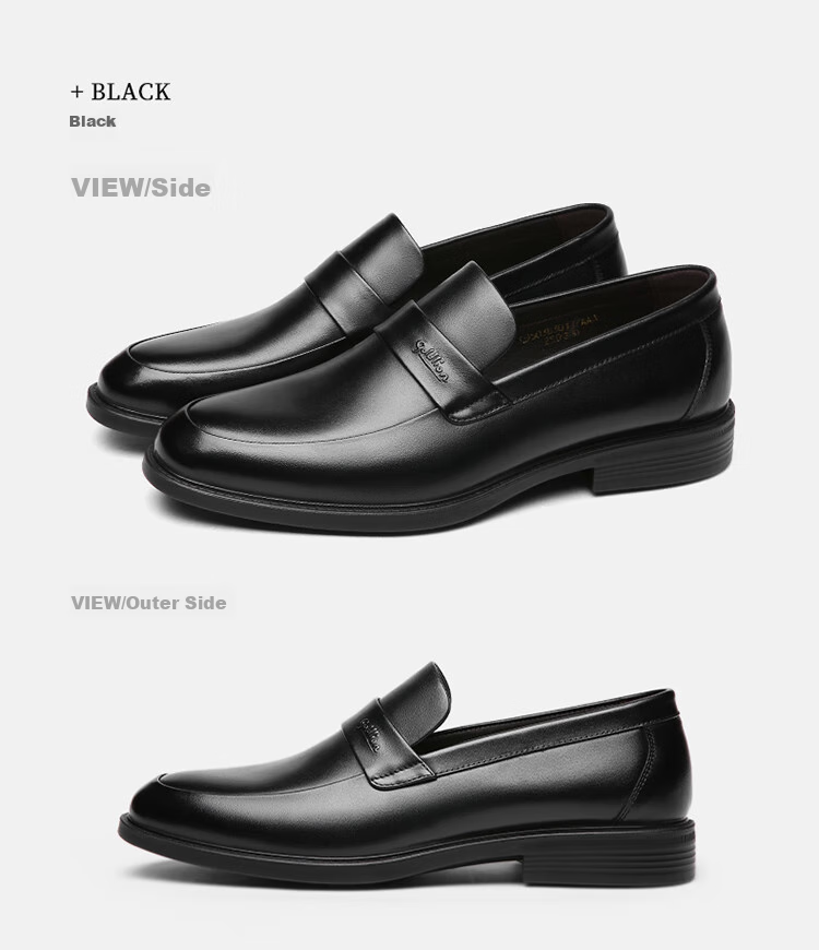 Goldlion Men's Shoes, Business Casual Formal Shoes, Autumn Comfortable Lightweight Fashion Leather Shoes, 50383013701A-Black Size 39 15