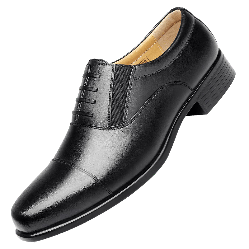 Qiangren Classic Formal Men's Shoes, Jihua 3515 Quality Business Leather Shoes, Three-Joint Leather Shoes, Black, Size 43