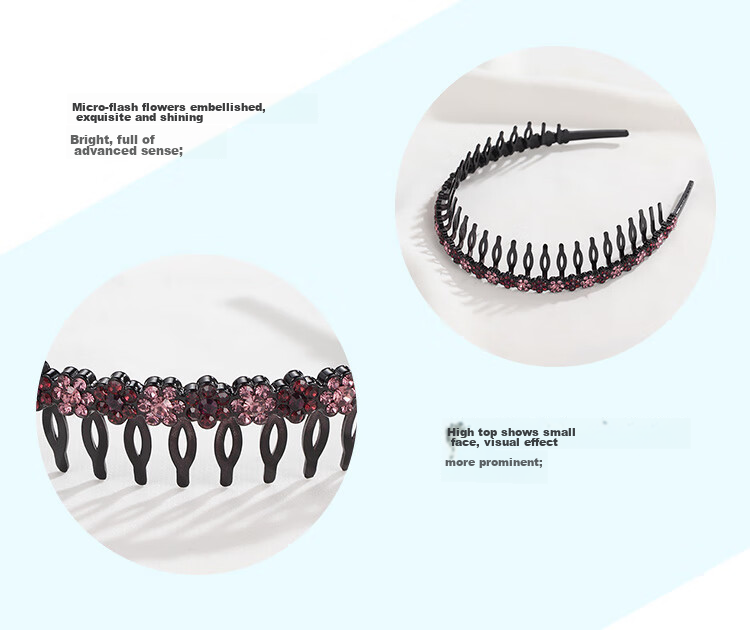 CHIMERA Elegant Rhinestone Headband, Simple Long-Toothed Wavy Hair Clip for Face Washing And Styling, Mid-Autumn Festival Gift 25