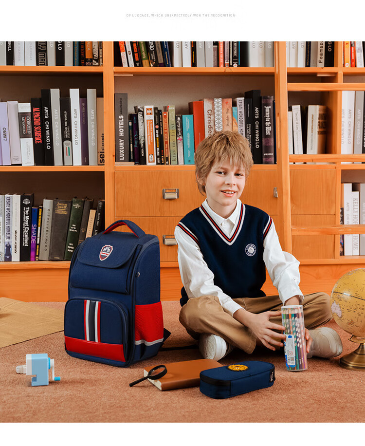 V.NINE Backpack for Primary School Boys, Lightweight And Reduced Burden Children's Schoolbag with Large Capacity Cloud-Style Double Shoulder Bag, British Style Backpack 8