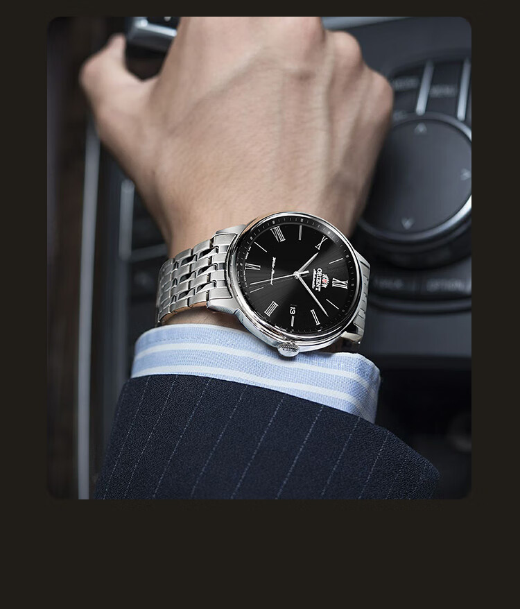 ORIENT Men's Automatic Mechanical Watch with Dual Lions, Fashionable Business Style with Transparent Case Back, Japanese/Korean Design, Birthday Gift AC0J02 4