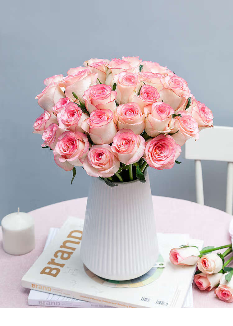 花礼鲜花同城配送33朵艾莎粉玫瑰花束新年生日情人节礼物女生送女友