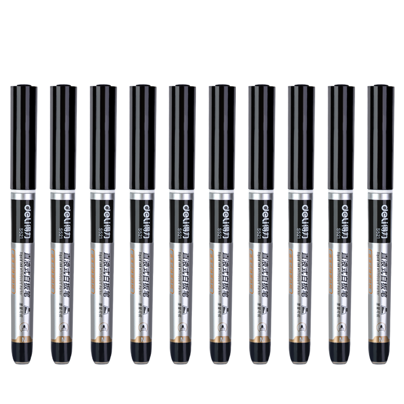 Deli Fine-Tip Direct Liquid Erasable Whiteboard Marker for Office, Teaching, And Meetings. Smooth Writing And Erasing Office Supplies. Black S521 Black