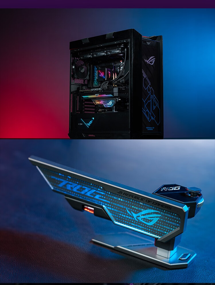 ASUS ROG XH01 White Hercules Graphics Card Support, Compatible with 4090 GPU, Aura Sync, Tool-Free Adjustment, Magnetic Level Indicator 12
