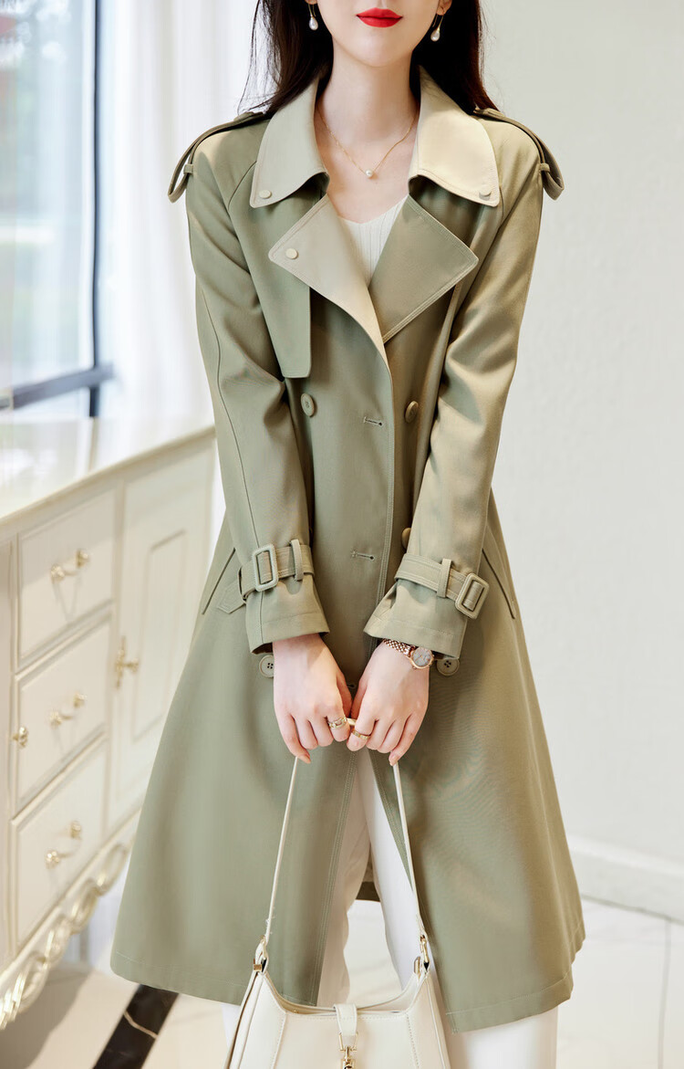 Dme [Suit Collar Trench Coat], Spring And Autumn Commuter Double-Breasted Straight Trench Coat, Women's Long Style 14