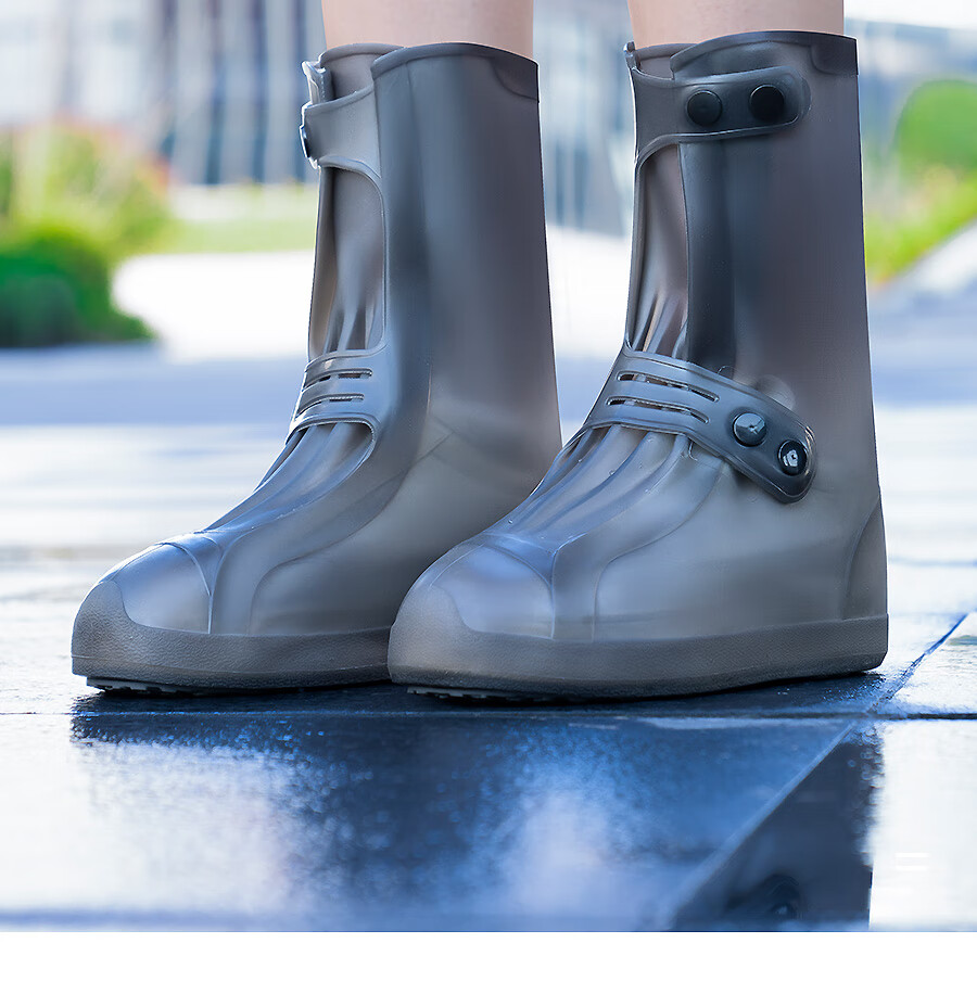 BWNK Waterproof Shoe Covers with Thick Soles, Non-Slip, Wear-Resistant, Portable Rain Gear, Rain Boots, Silicone-Coated Rain Shoes, Brown, XL Size 23