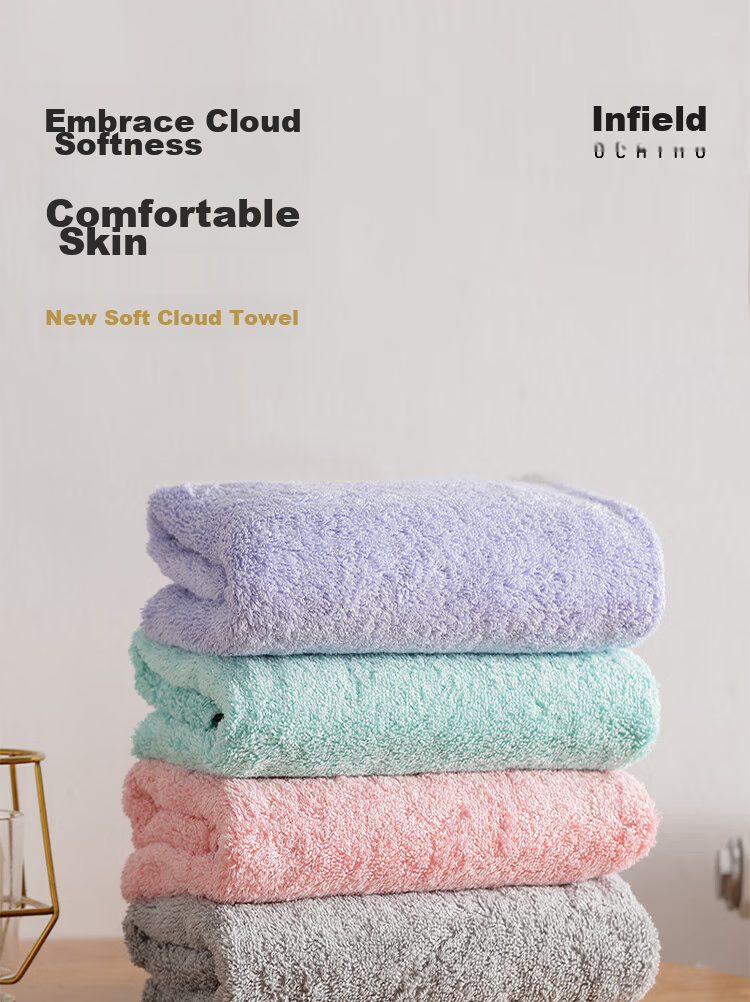 UCHINO Soft Cotton Cloud Towels, 3-Pack, Pure Cotton for Home Use And Children's Face Washing And Hot Compress (Blue + Gray + Purple) 1