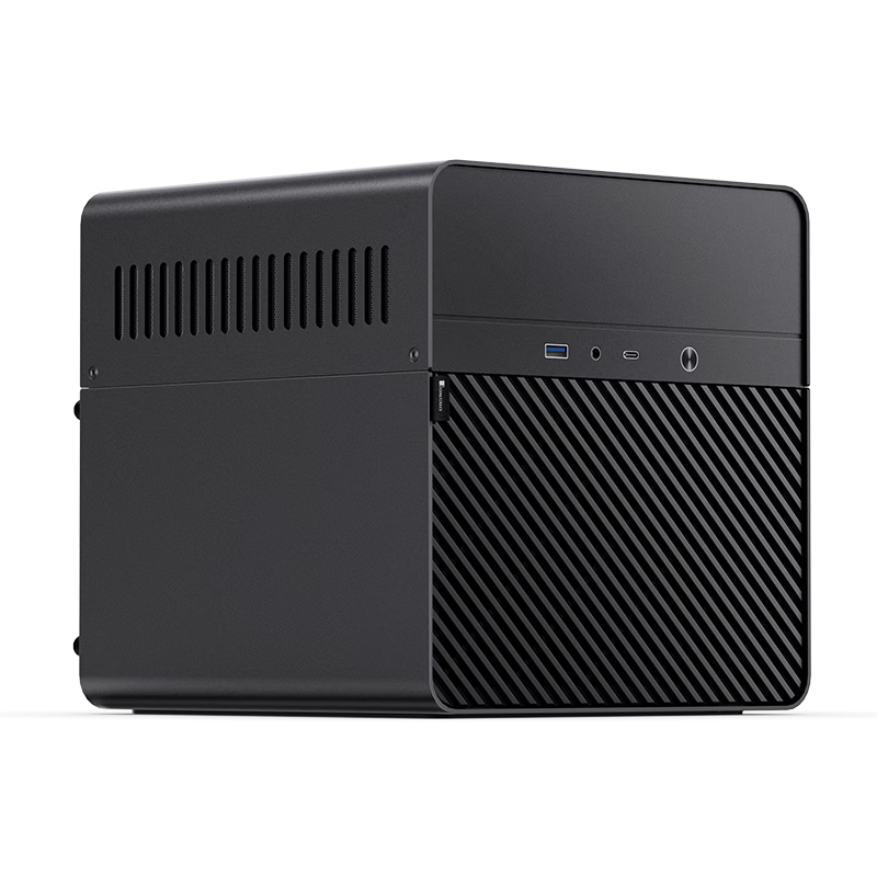 JONSBO N2 Black Aluminum Shell NAS Case (ITX Form Factor Compatible, SFX Power Supply Position, Compartment Structure, 5+1 Hard Drive Bays, Built-In 12CM Fan)