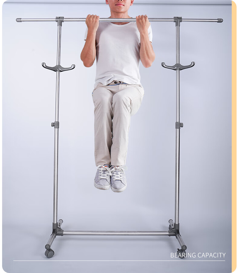 Baoyouni Clothes Drying Rack, Floor-Standing Clothes Hanger, Drying Pole, Clothes Hanger Stand, Single Pole, Indoor Bedroom, Simple Stainless Steel Rack 8