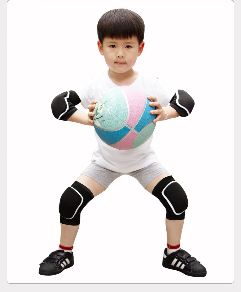 Chidong Children's Knee And Elbow Pads Set, Kids Basketball Thick Foam Dance Anti-Collision Kneeling Knee Protectors, Black, 4 Pieces, Size M 12