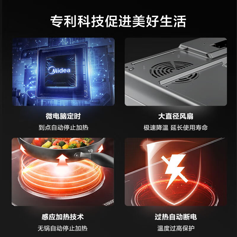 美的（Midea）气电两用灶具 WIFI控制 4.5KW燃气灶 电气一体电磁炉定时灶 Q610P液化气 智能家电