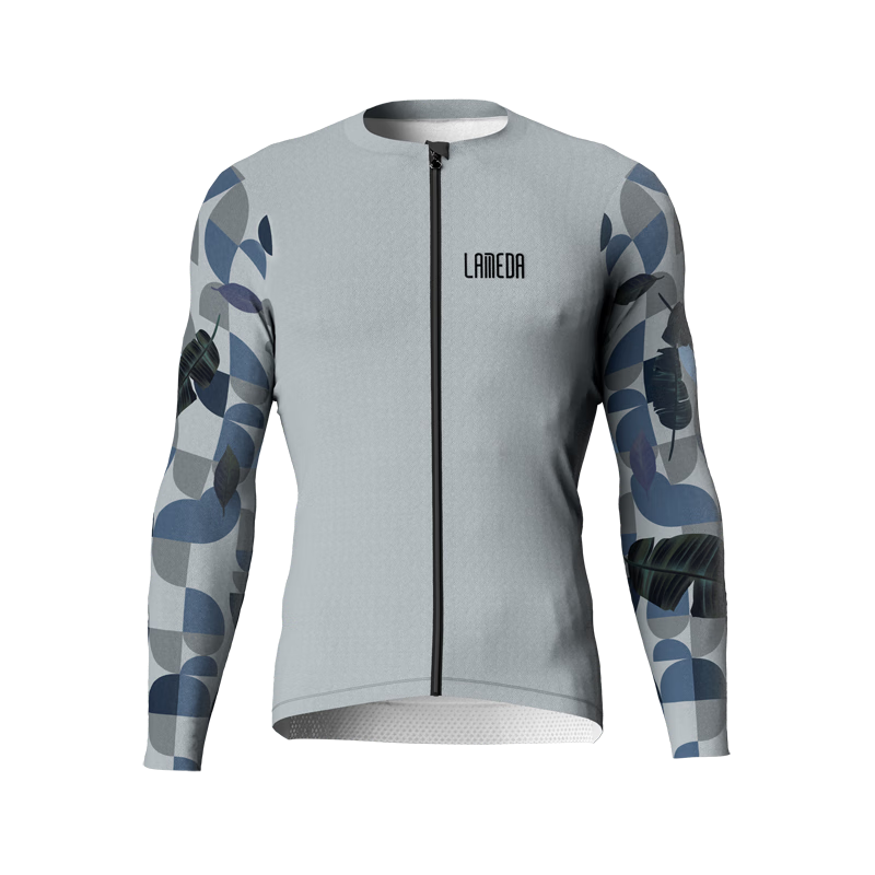 Lameda Cycling Jersey, Summer Lightweight Men's Long Sleeve Top, Mountain And Road Bike Fashionable Long Sleeve, Light Gray Blue, Size M