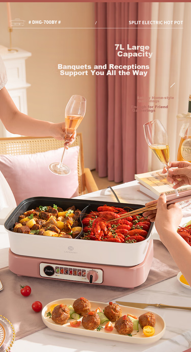 Liven Dual-Sided Electric Hot Pot, Multi-Functional Cooking Pot for Electric Stove, Large Capacity 7-Liter Detachable Electric Hot Pot for Home Use DHG-700BY 8