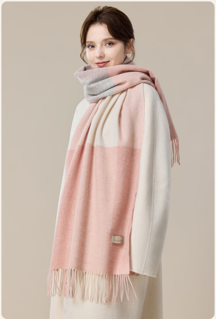 JIUMU Pure Wool Scarf for Women, Autumn And Winter Neck Warmer, Outer Wrap, Warm Shawl, Gift for Women, Mid-Autumn Festival Birthday Present, Gift Box Set 15