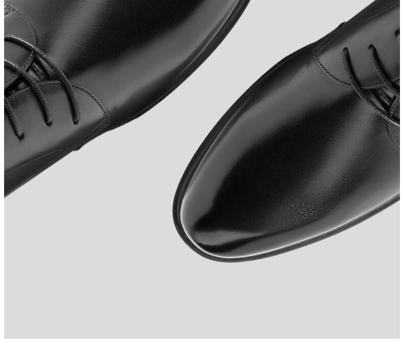 Aokang Men's Comfortable Business Dress Shoes Round Toe Waxed Lace-Up Simple Office Shoes Black Size 38 3