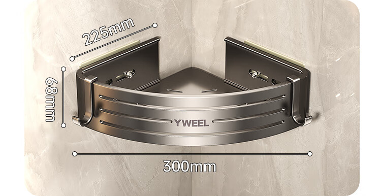 Yweel Space Aluminum Bathroom Corner Basket, No Drilling Required, Bathroom Storage Rack, Home Shower Room Shampoo Holder, 997573 16