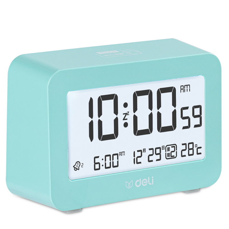 Deli Mini Multifunctional Alarm Clock, Backlit Electronic Clock for Student Dormitory, Time Management Tool, Temperature Display, Student-Specific Wake-Up Device, Green, 8839 Gift