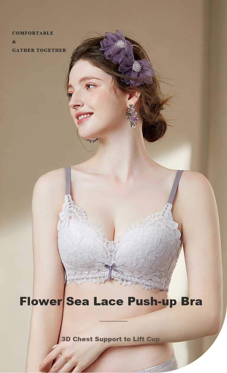 Moonbadi Women's Bra Set for Small Breasts, Push-Up, Wireless, Lift, Sexy Lace Side Support Bra for Side Boob Reductio 1