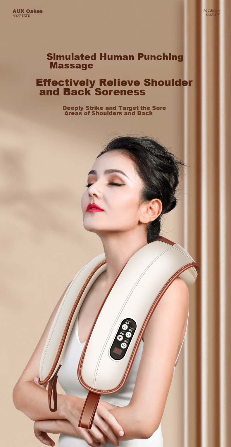 AUX Cervical Massage SP02, Shoulder And Neck Massager Shawl, Double S-Curve, Neck And Shoulder Massager for Waist And Back Kneading, New Year's Gift 1