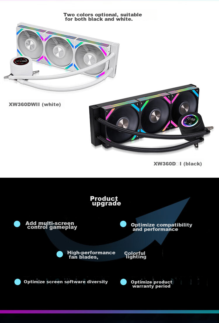 SAMA Second Generation XW360D Standard Fan Black Integrated 360 Water-Cooled CPU Cooler (2.1-Inch LCD Small Round Display) 2