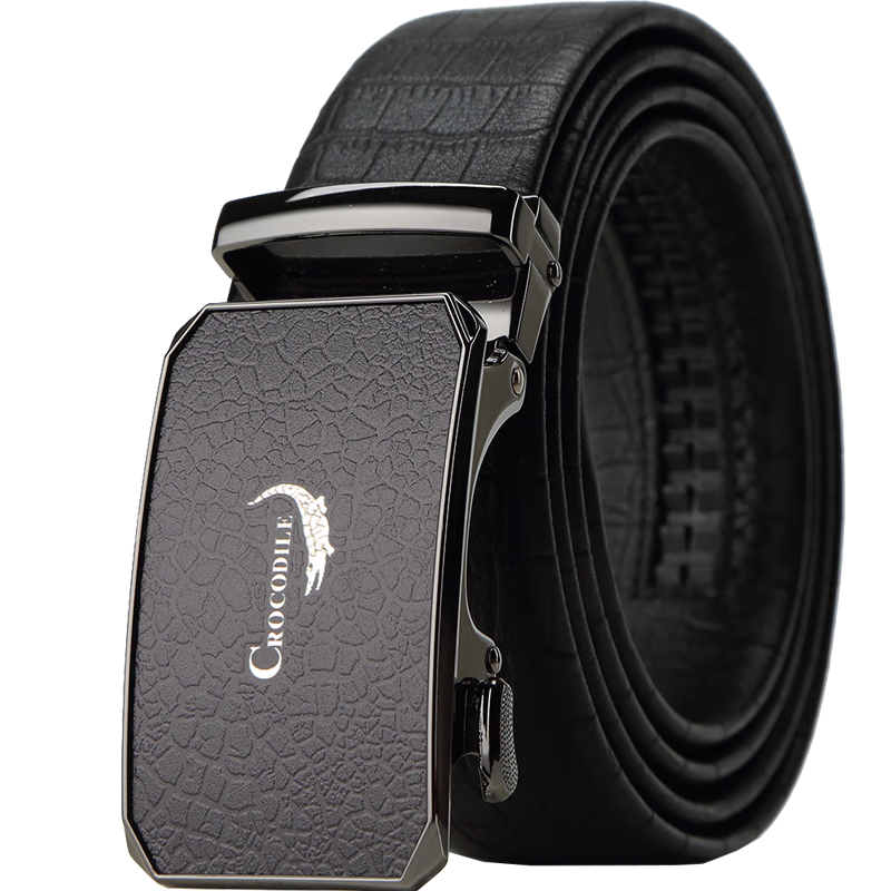 CROCODILE Top-Grain Leather Automatic Buckle Belt for Men, Crocodile Pattern Business Waistband, Gift for Boyfriend 2908
