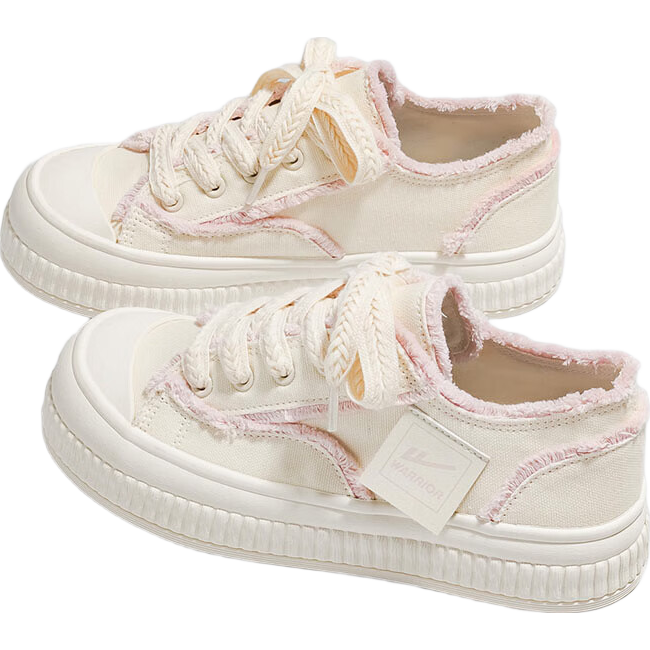 Huili Women's Canvas Shoes, Versatile Wheat Spike Casual Shoes, Student Sports White Sneakers F249BR Beige/pink 39