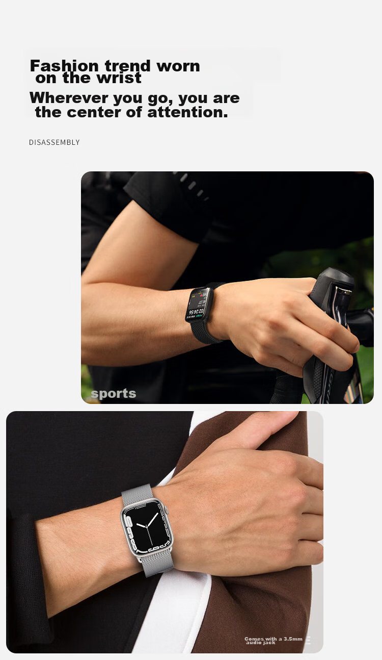 MSSM Compatible Apple Watch Band, Milanese Loop for IWatch Ultra 4/S12/11/10/9/Se3, Metal Magnetic Clasp, Graphite Color, 38-42 14
