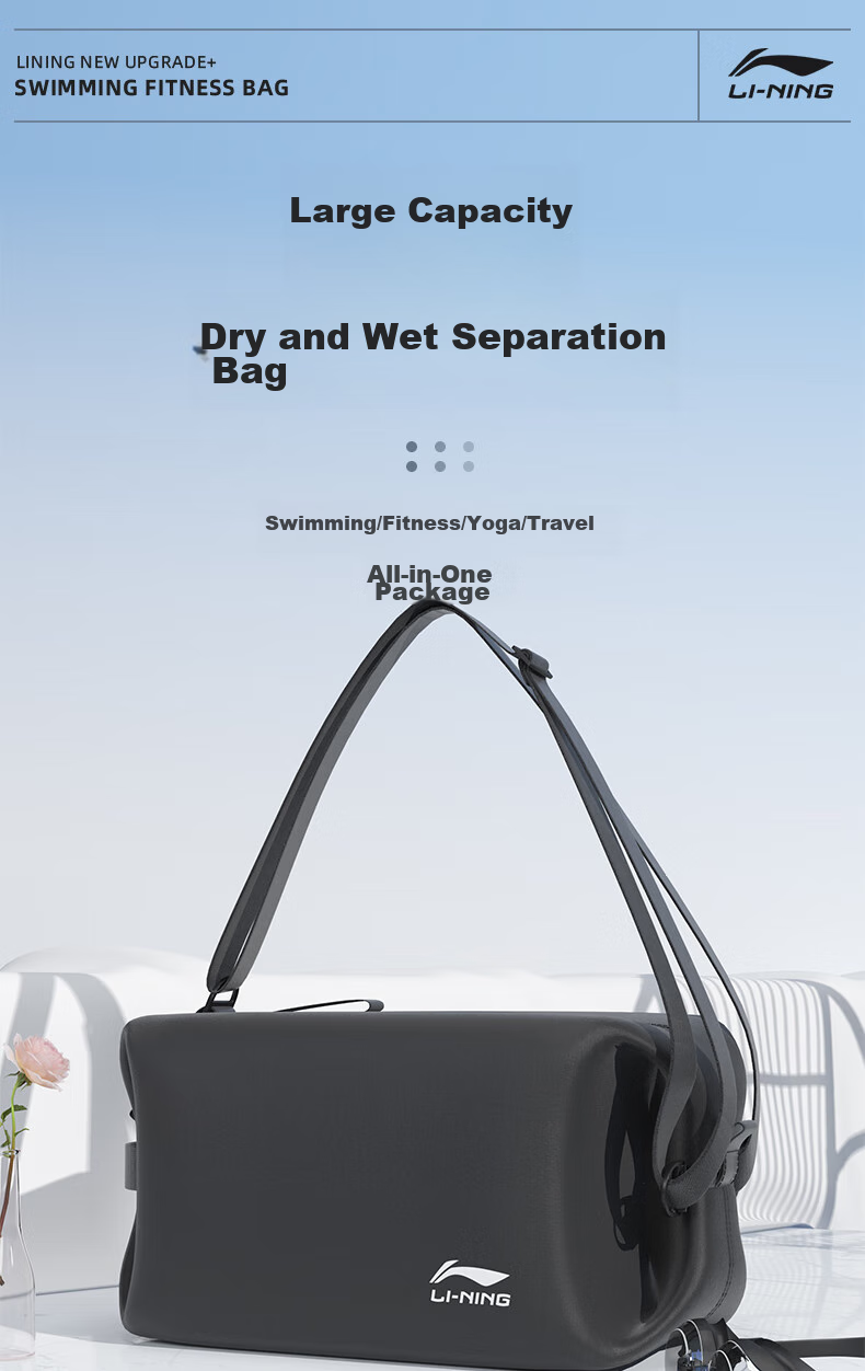 Li-Ning Swim Bag, Dry And Wet Separation, Portable Waterproof Professional Large Capacity Swimming Equipment for Men And Women, Handheld Waterproof Swim Bag 7041 1