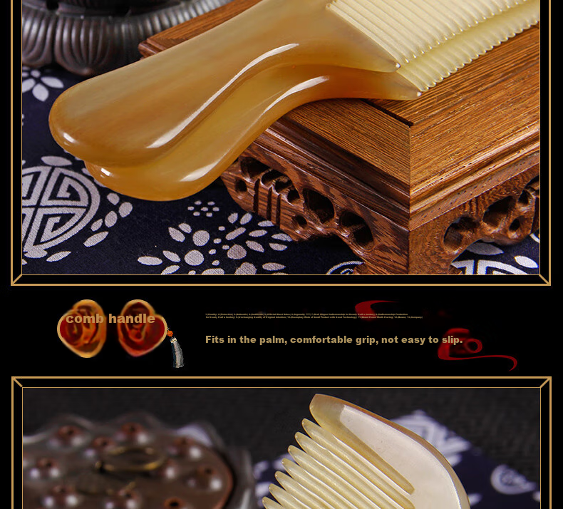 JEPPE Natural Ox Horn Comb, Detangling Comb, Hair Brush, Anti-Static Styling Comb, Gentle on Hair, Birthday Gift for Girlfriend 15