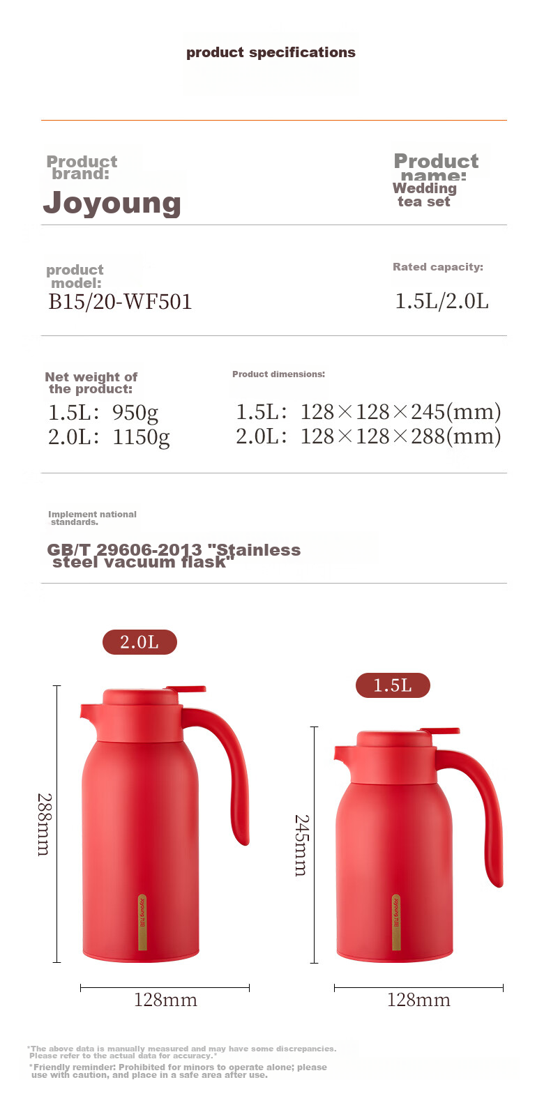 Joyoung Insulated Bottle, Large Capacity for Home Use, 304 Stainless Steel Hot Water Pot, Thermos Flask, Wedding Dowry, Boiling Water Bottle, 2L, Red 10