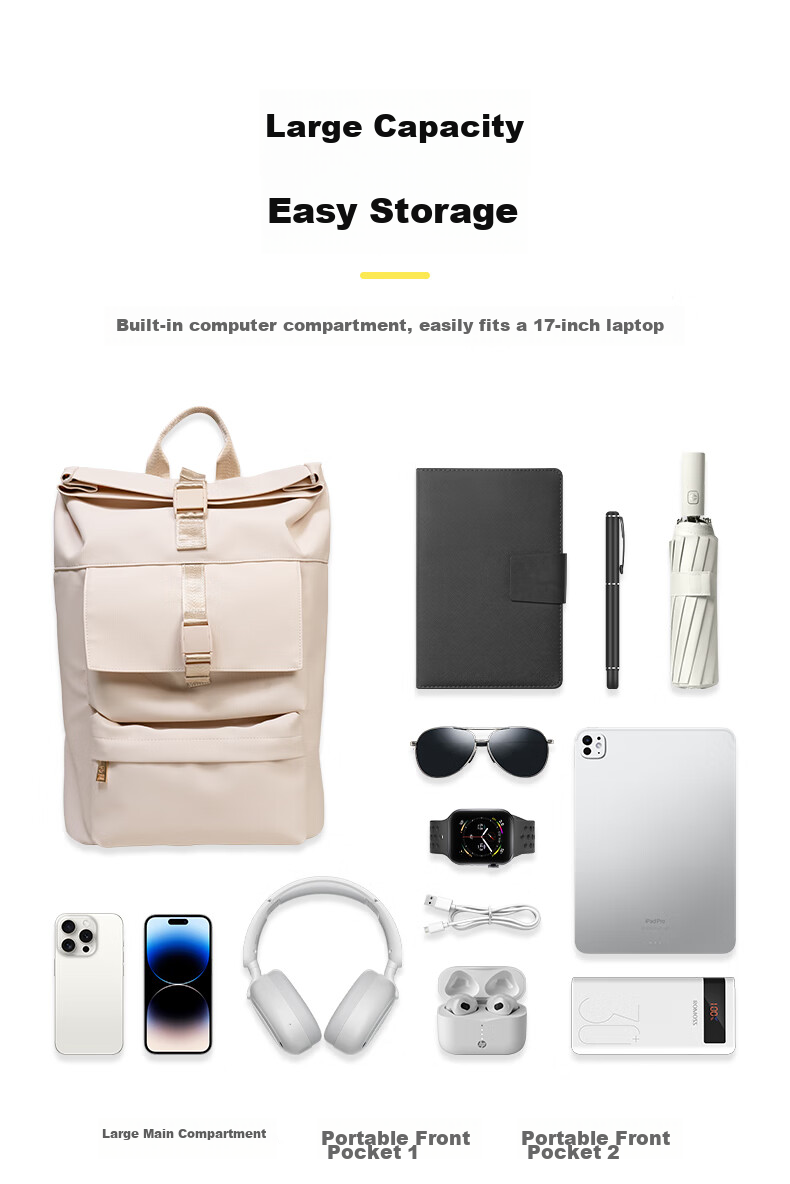HP X241 Backpack, School Bag, Travel Backpack, Light Business Laptop Bag, Commuter Office Casual Multi-Purpose Large Capacity Multifunctional Compartment Water-Resistant Desig 4