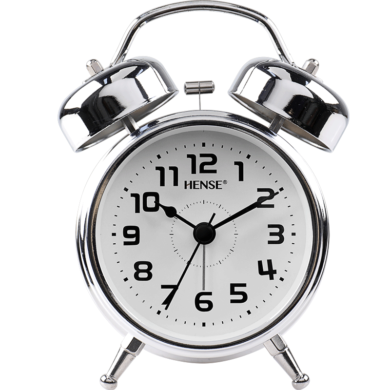 Hense Alarm Clock for Students, Wake-Up Helper, Children's Bedside Lazy Alarm Clock, Loud Desktop Hourglass HA70 Chrome-Plated