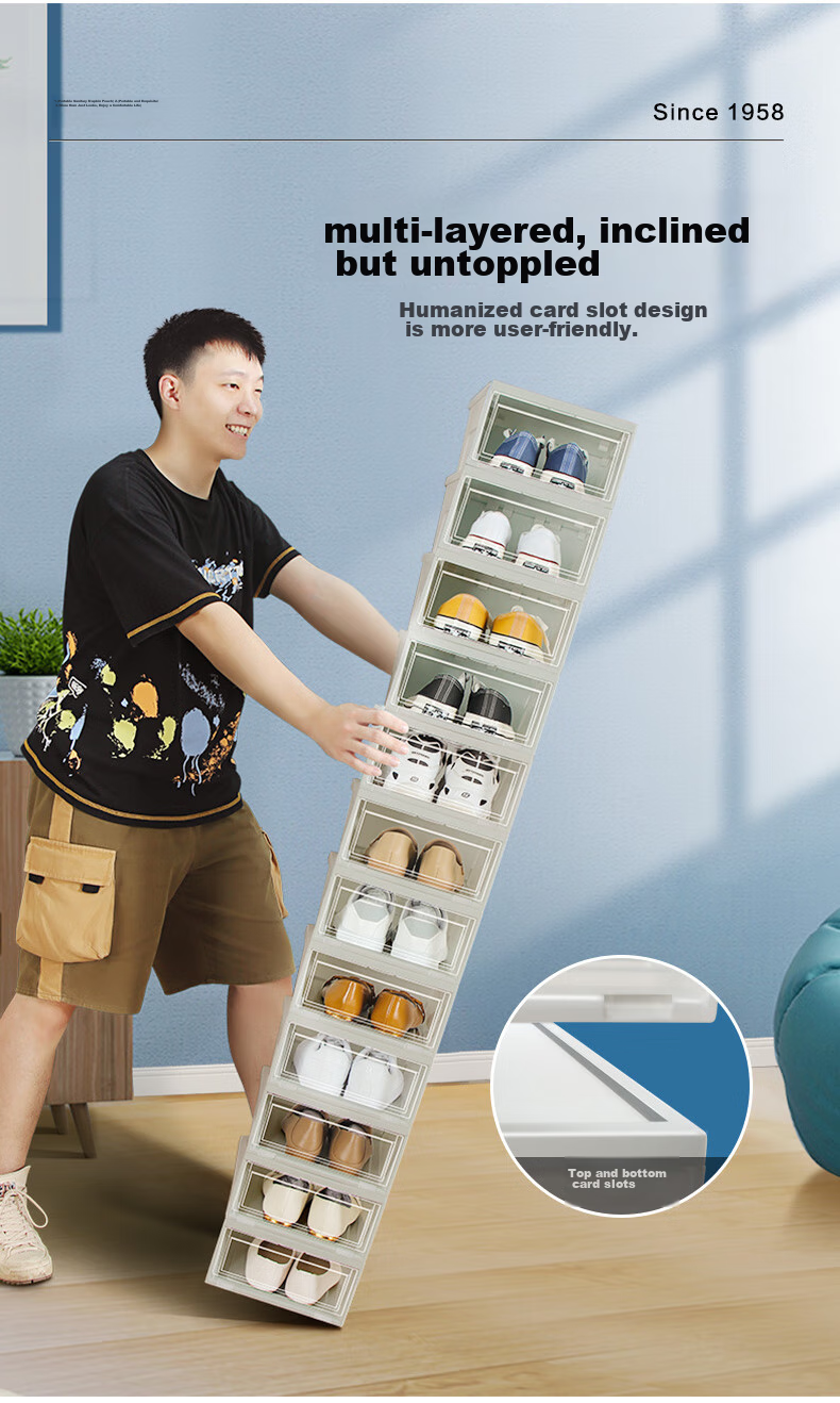 IRIS Transparent Shoe Box Storage Container, Large Front-Opening Shoe Rack, Dustproof And Moisture-Proof, Stackable Shoe Cabinet Organizer, 2-Pack 8