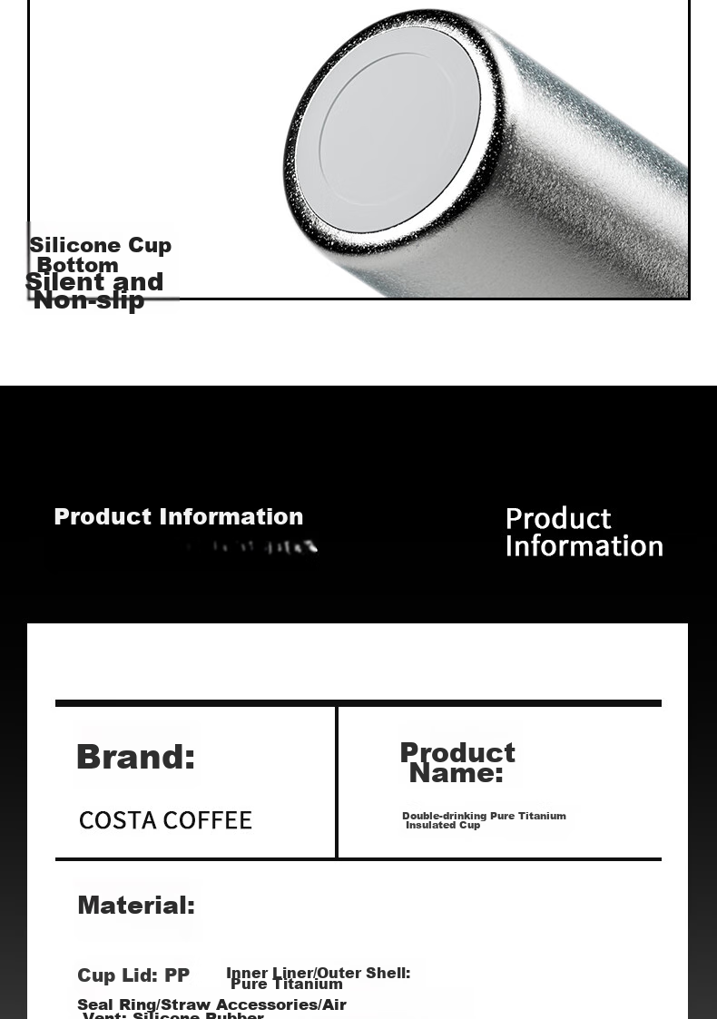 COSTA Pure Titanium 0 Coating Antibacterial Insulated Hot And Cold Coffee Water Cup for Men And Women, Portable Outdoor Car-Mounted High-End Gift Box Set 19