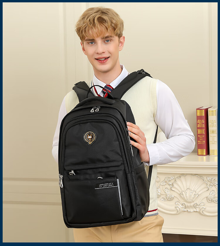 UNIVERSITY OF OXFORD Backpack for Male And Female Middle School, High School And College Students, Lightweight Travel Backpack X995A Navy Blue 4