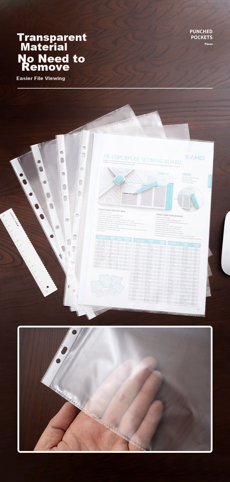 M&G Stationery A4/11-Hole Transparent Document Folder File Holder Loose-Leaf Refill File Sleeve Office Document Protector 100 Pages/pocket ADM94514-DZ 4