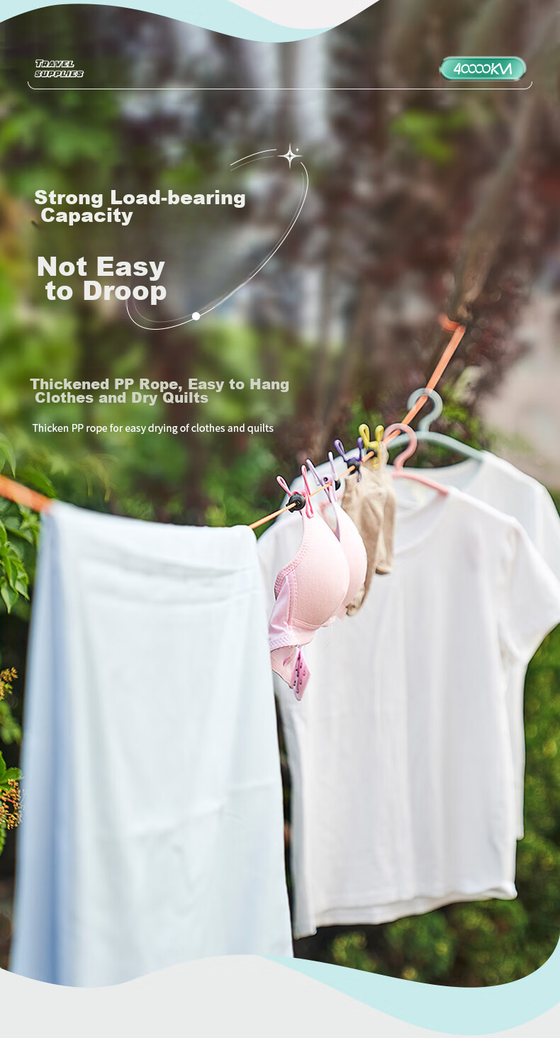 Siwangongli Travel Clothesline Outdoor Essential Portable for Business Trips, Hotels And Guesthouses Hanging Drying Line SW7170 8