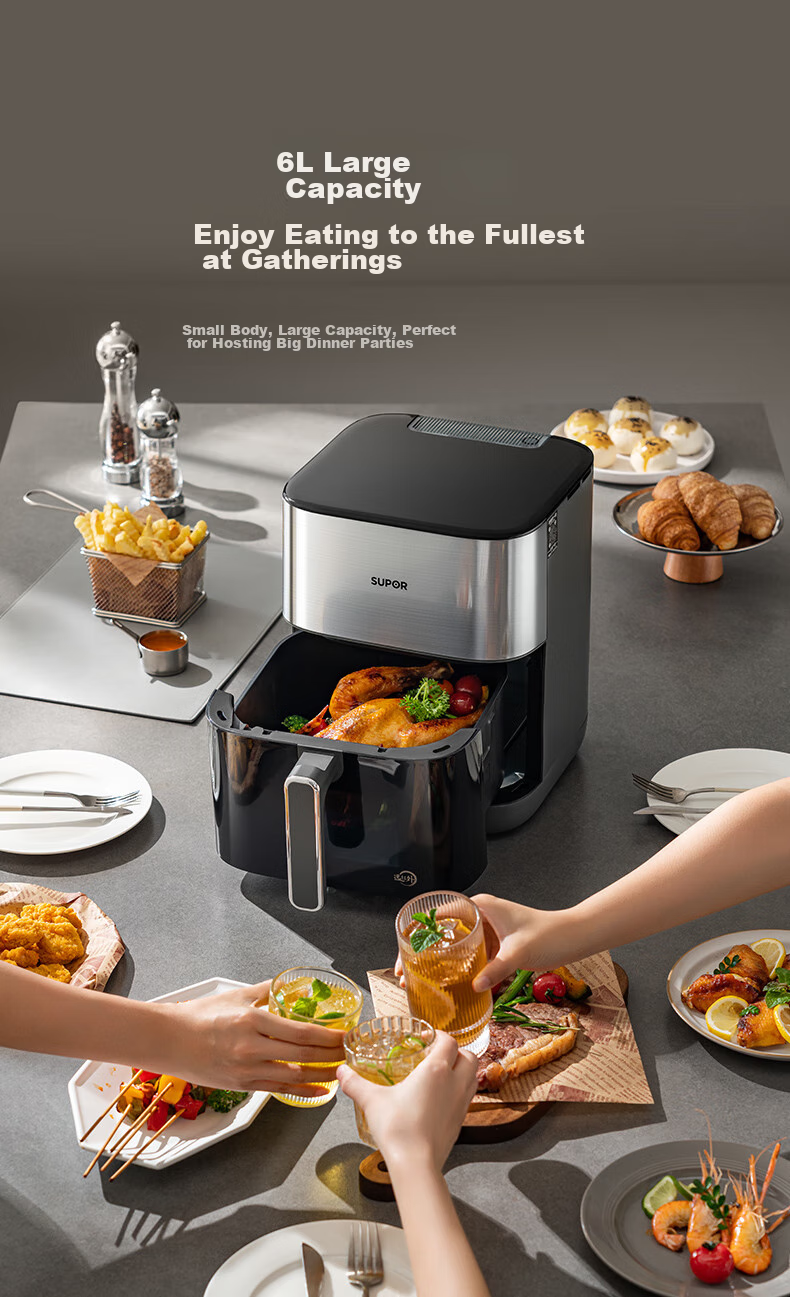 SUPOR Air Fryer, Steamer And Roaster All-In 6L Multi-Functional Automatic All-In Machine for Home Use with Visible Touch Control, Air Circulation, No-Flip Design, Large Capacity Steam Tender Frying KD60D830A 18