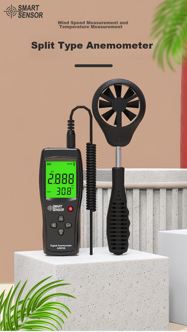 Xima AS8336 Anemometer, Handheld Digital Wind Speed Meter, Wind Speed Measuring Instrument 1