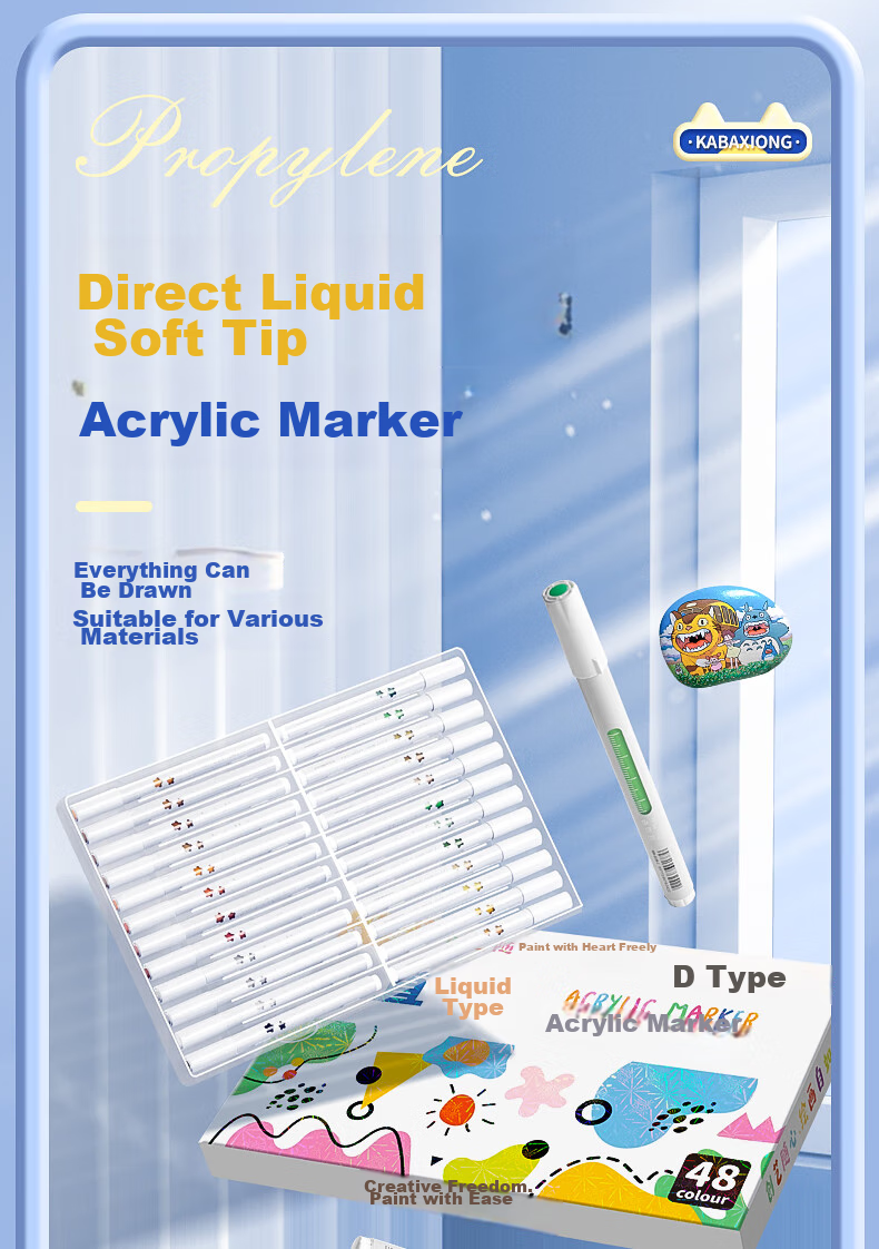 Luxueji 36-Color Direct Liquid Soft-Tip Acrylic Markers for Students' Drawing And Art, Non-Translucent Watercolor Pens, Colored Pens, Gift for Boys And Girls, Painting Brushes 1