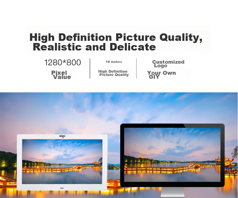 Aigo Smart Digital Photo Frame DP10PRO, Oak Color, 10.1-Inch, WiFi Digital Photo Frame, High-Definition Electronic Photo Album, Touchscreen Smart Photo Frame, Photo Player 10