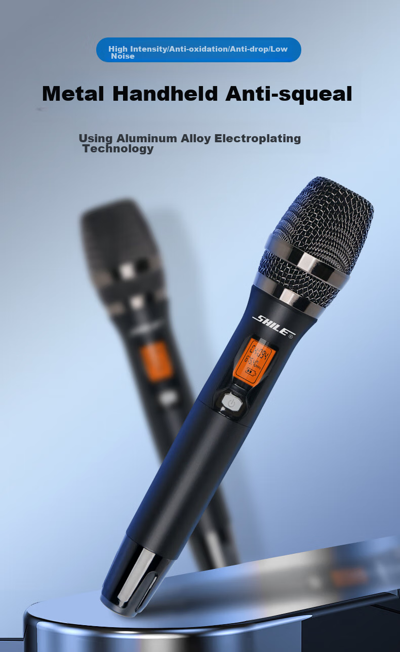 SHILE Wireless Microphone System with Four Handheld Mics, UHF Adjustable Frequency Microphones for Meetings, Training, Lectures, Events, Karaoke, KTV, SH-27 Model with 4 Handheld Mics 9