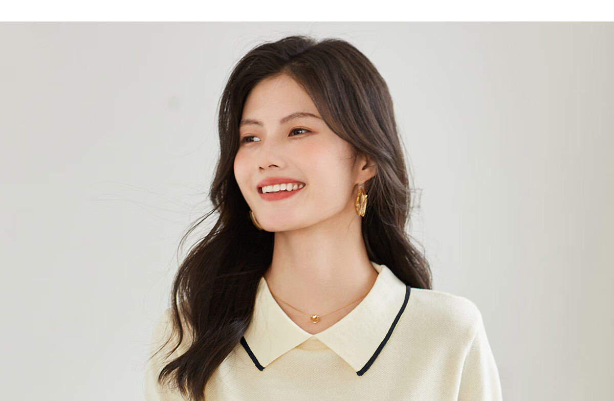 Taxiang Women's Short-Sleeve T-Shirt, Doll Collar Thin Knit Top, Summer Women's T-Shirt, Contrasting Color Top, T144T1629 8