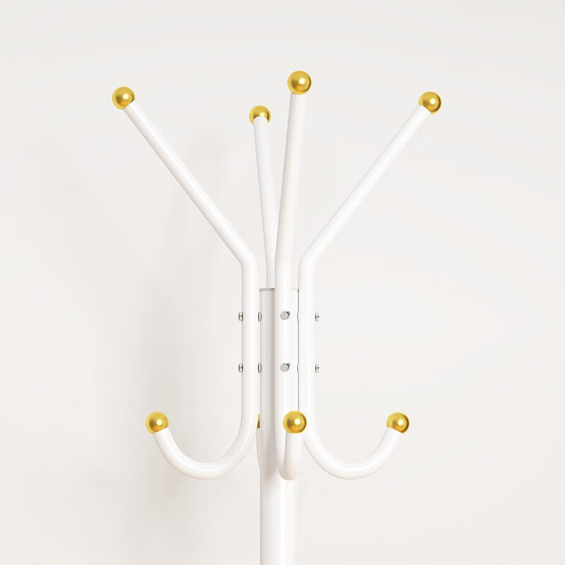 Anerya Iron Coat Rack, Floor-Standing Bedroom Clothes Hanger, Simple Indoor Multi-Hook Garment Stand, Luxury White Versio