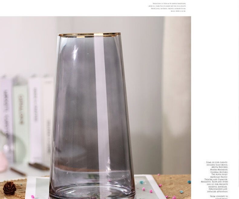 Shengshitaibao Glass Vase, Transparent Flower Arrangement Vessel, Hydroponic Container, Living Room Decoration, Conical Barrel with Tree Bark Texture 5
