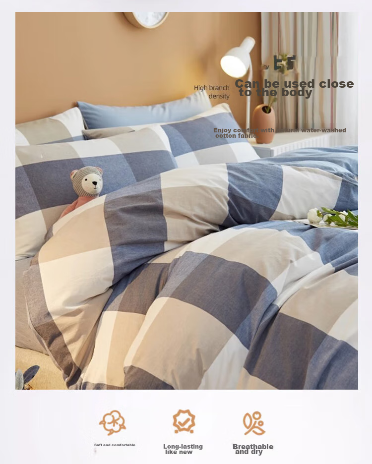AVIVI 110g Washable Cotton Pillowcase + Pillow Set, Student Dormitory Hotel Home Use Pillow Core, Simple Grid Patter 4